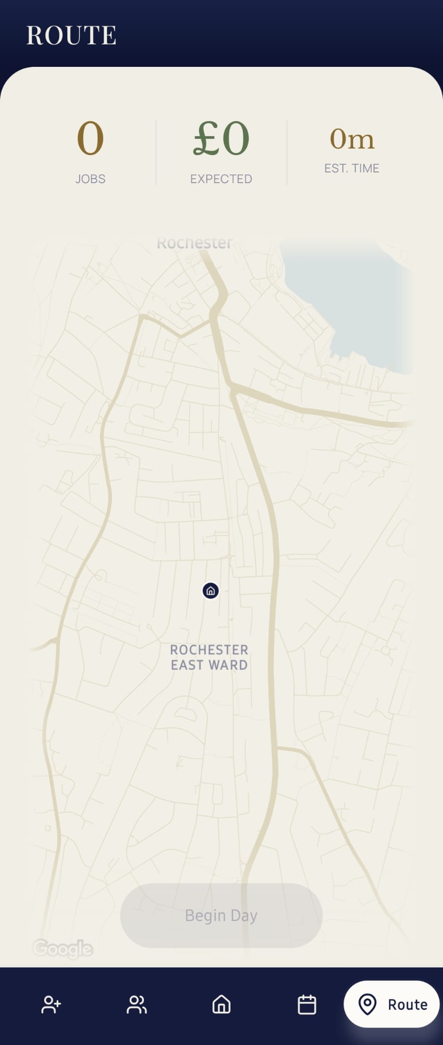 MyRound route screen showing the day's jobs plotted on a map